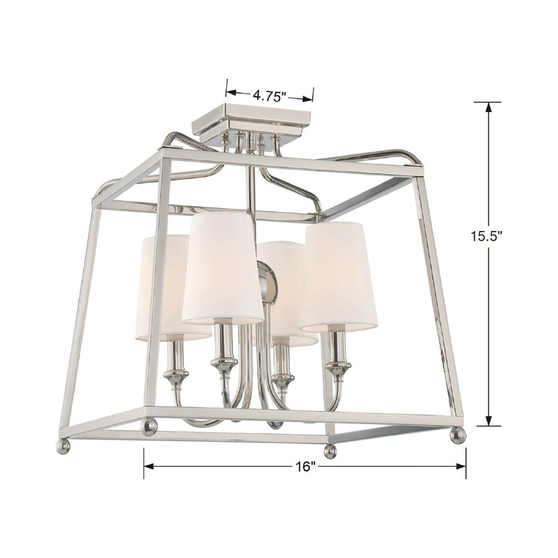 Sylvan Semi Flush Mount Ceiling Light - line drawing.
