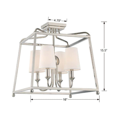 Sylvan Semi Flush Mount Ceiling Light - line drawing.