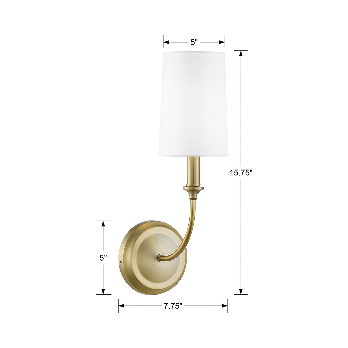 Sylvan Vanity Wall Light - line drawing.