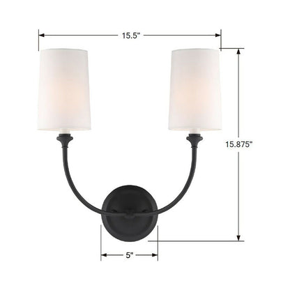 Sylvan Vanity Wall Light - line drawing.