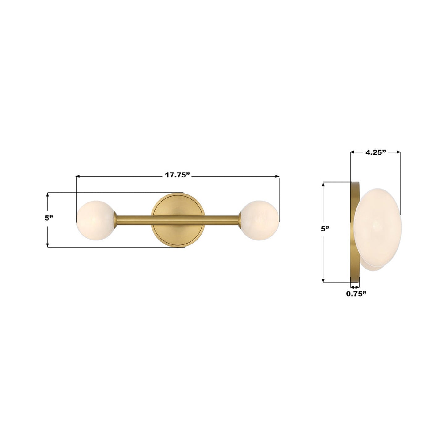 Terrell Bath Vanity Light - line drawing.