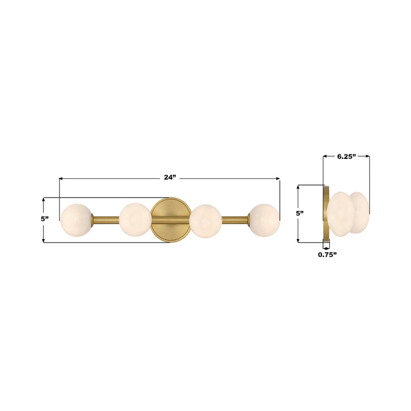 Terrell Bath Vanity Light - line drawing.