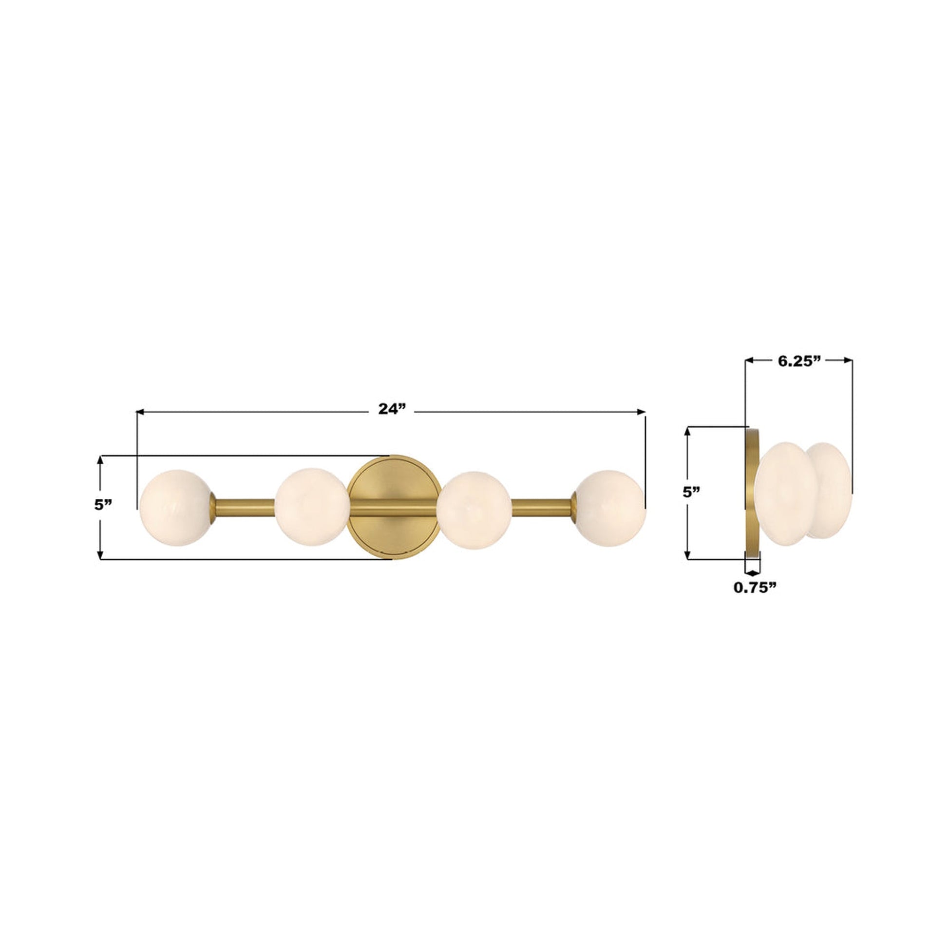 Terrell Bath Vanity Light - line drawing.
