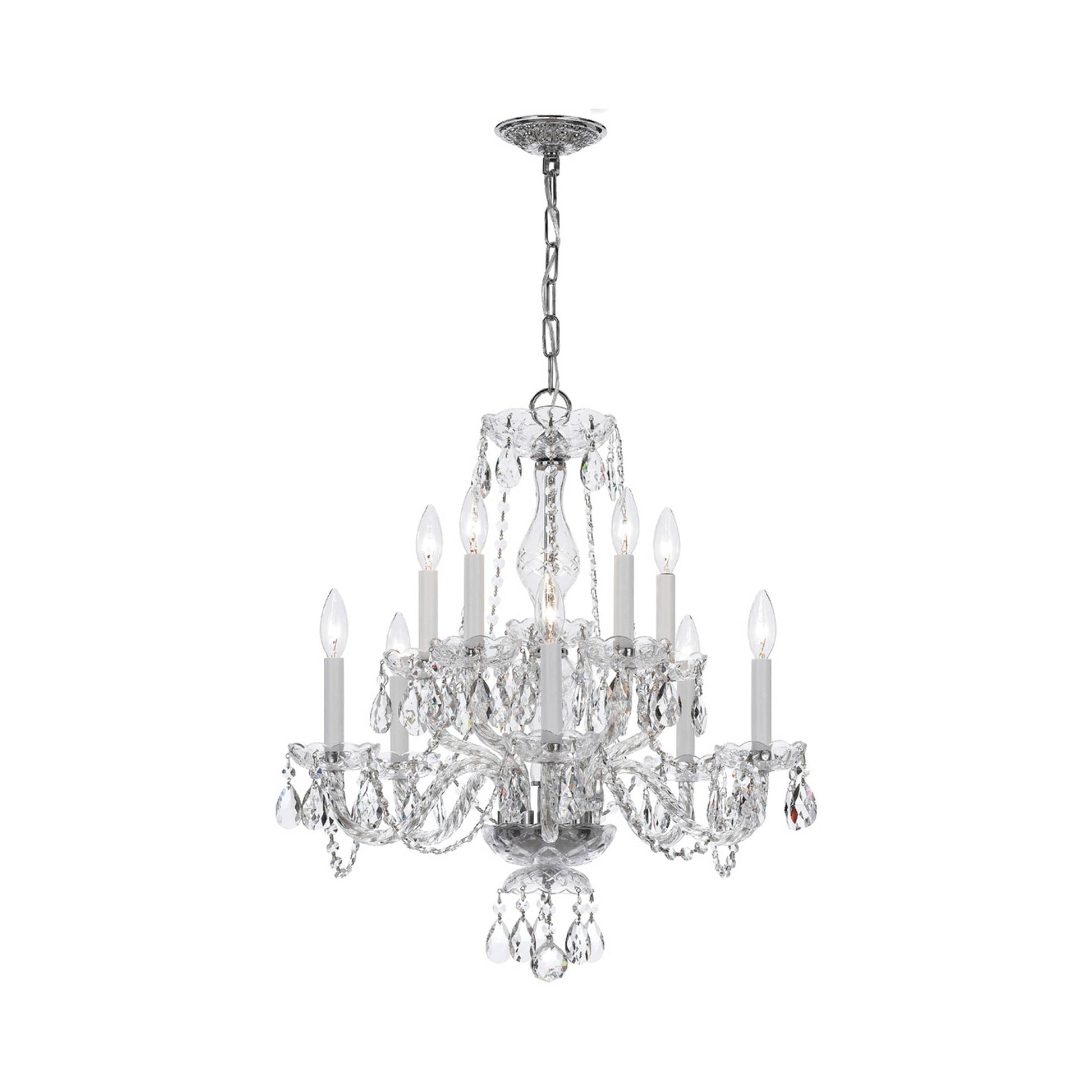 Traditional Crystal Chandelier in Polished Chrome (23-Inch/10-Light).