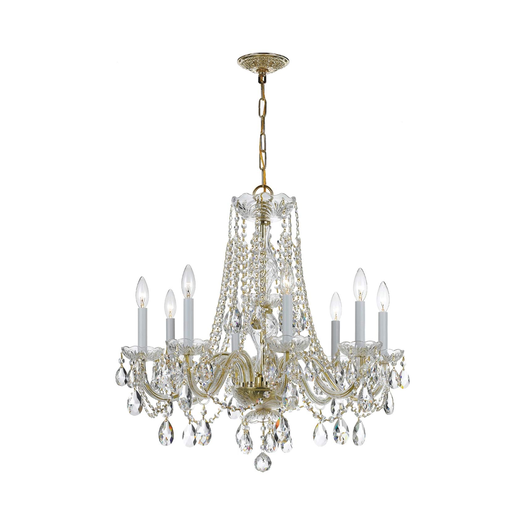 Traditional Crystal Chandelier in Polished Brass (26-Inch/8-Light).