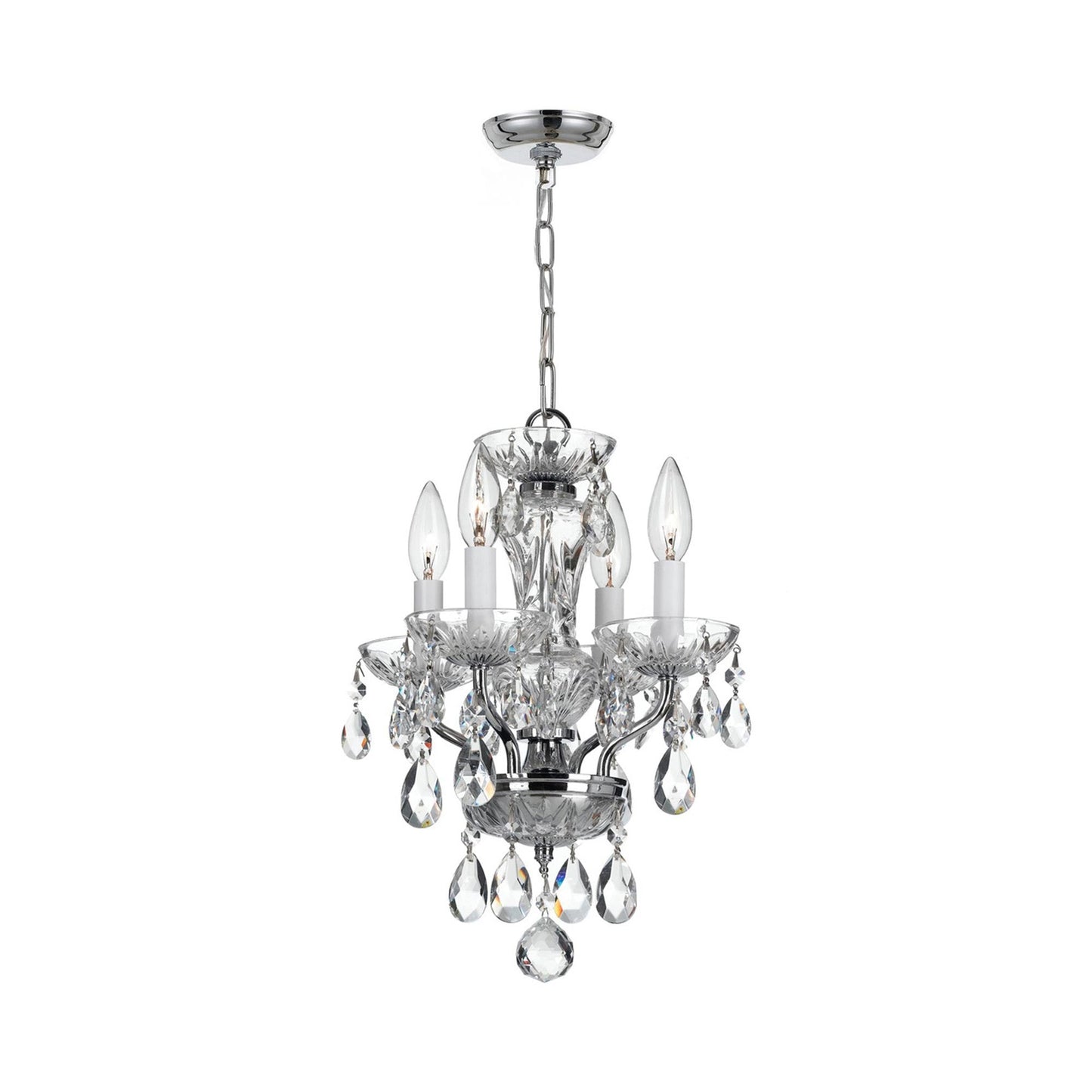 Traditional Crystal Mini Chandelier in Polished Chrome (11-Inch/4-Light).