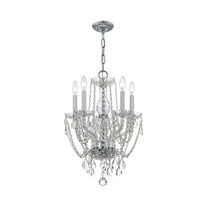 Traditional Crystal Mini Chandelier in Polished Chrome (14-Inch/5-Light).