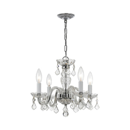 Traditional Crystal Mini Chandelier in Polished Chrome (15-Inch/4-Light).