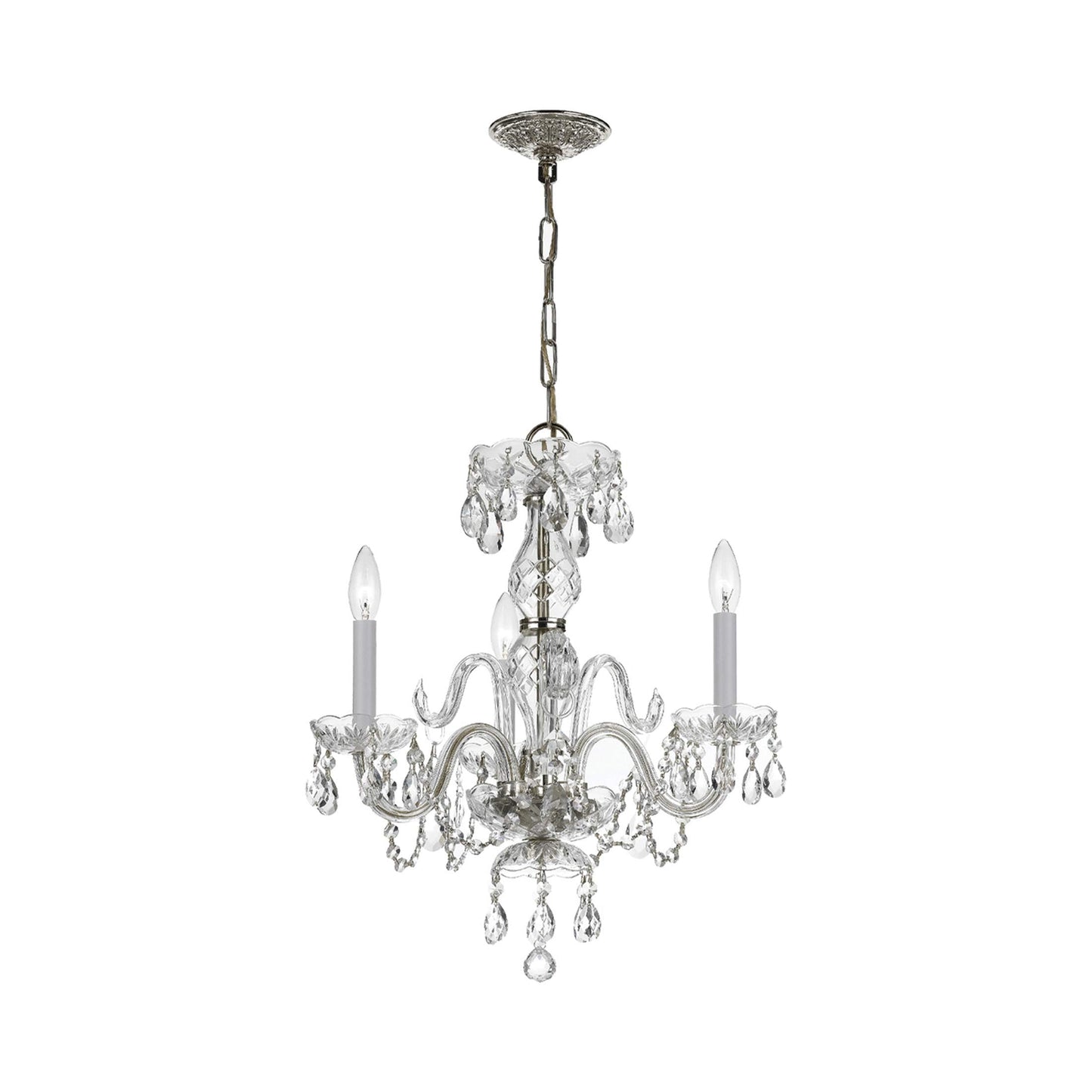 Traditional Crystal Mini Chandelier in Polished Chrome (16-Inch/3-Light).