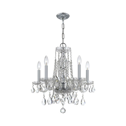 Traditional Crystal Mini Chandelier in Polished Chrome (18-Inch/5-Light).