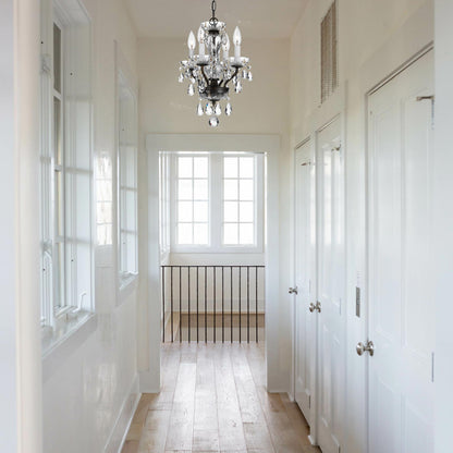 Traditional Crystal Mini Chandelier in hallway.