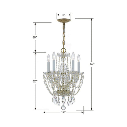 Traditional Crystal Mini Chandelier - line drawing.