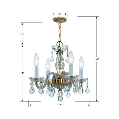 Traditional Crystal Mini Chandelier - line drawing.