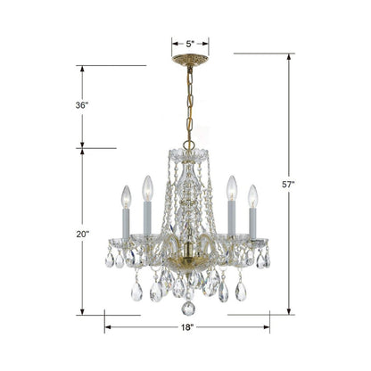 Traditional Crystal Mini Chandelier - line drawing.