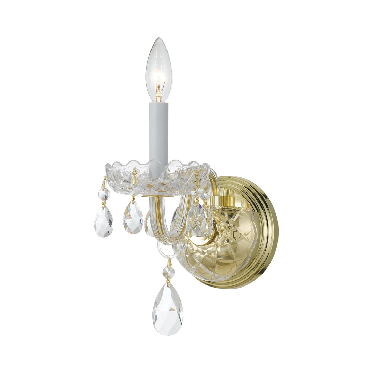 Traditional Crystal Wall Light in Polished Brass (1-Light).