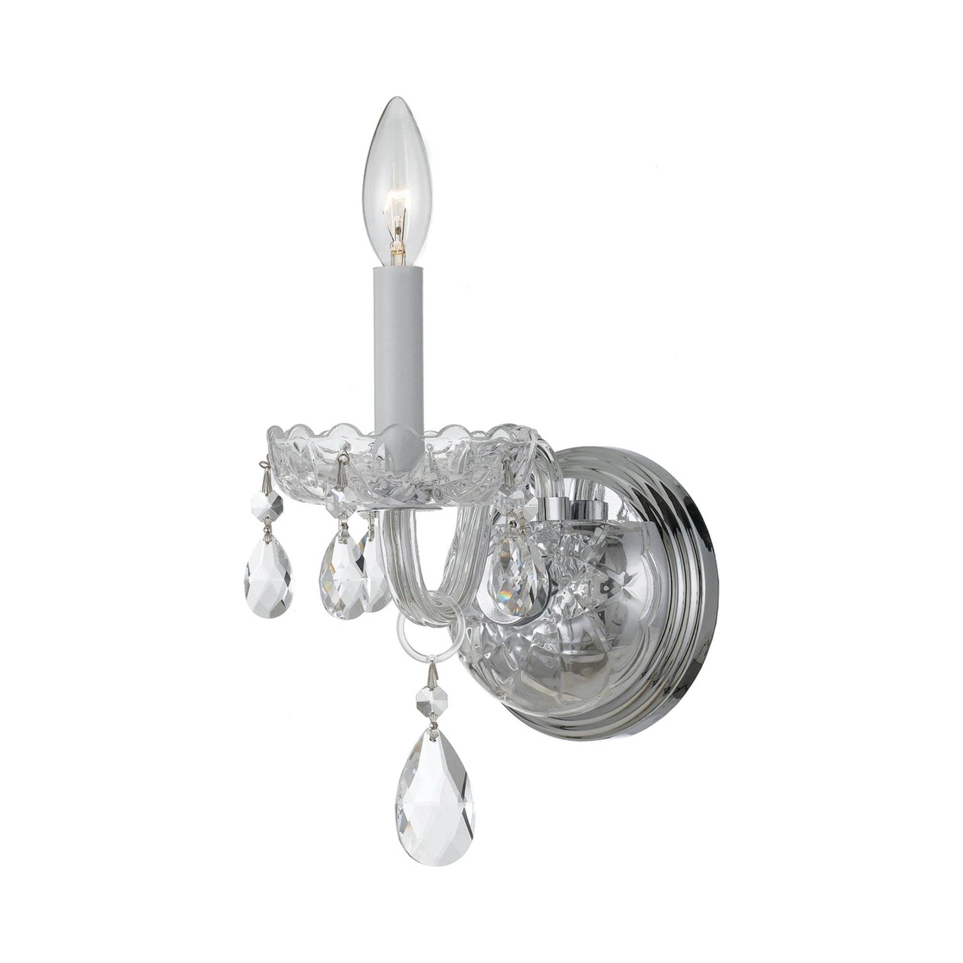 Traditional Crystal Wall Light in Polished Chrome (1-Light).