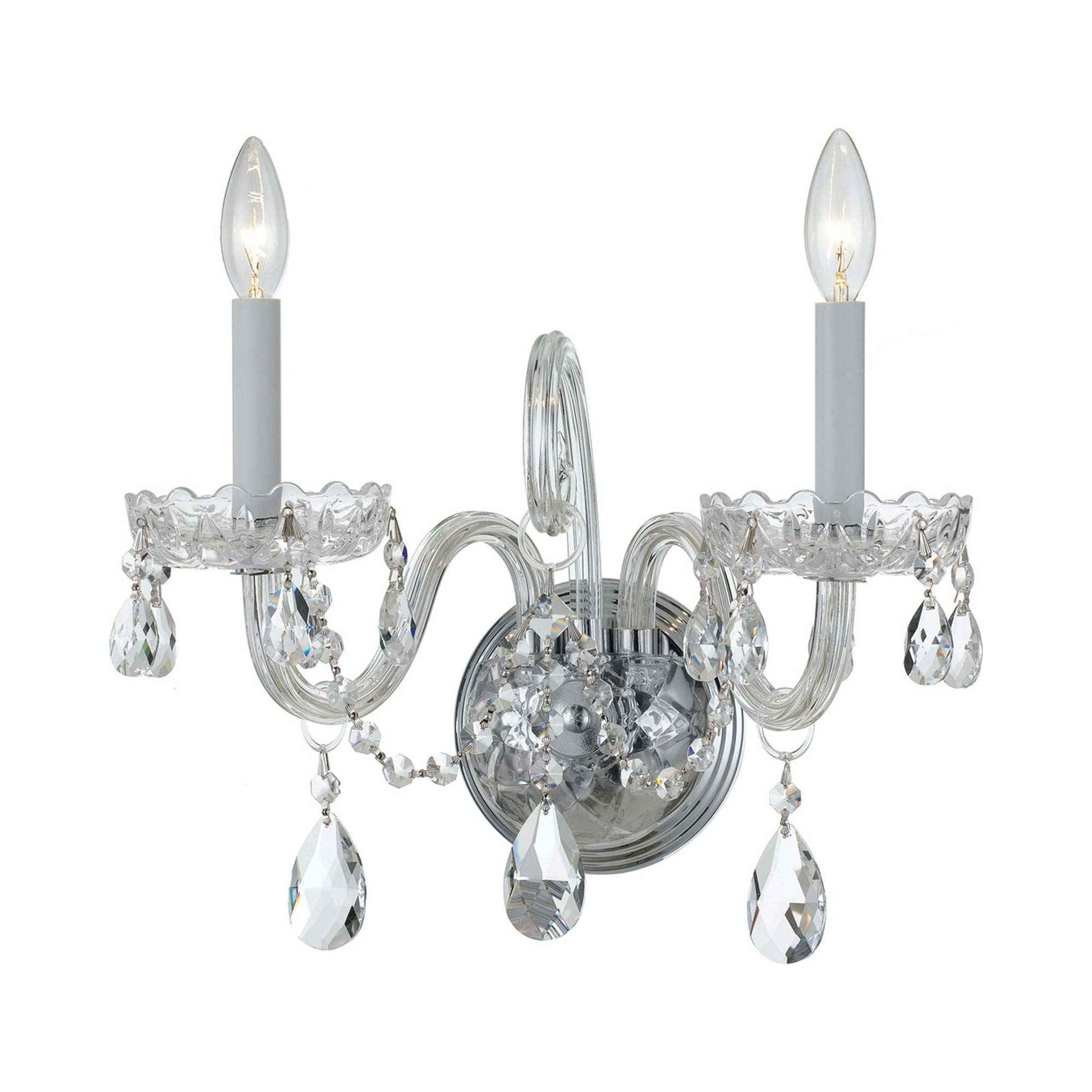 Traditional Crystal Wall Light in Polished Chrome (2-Light).
