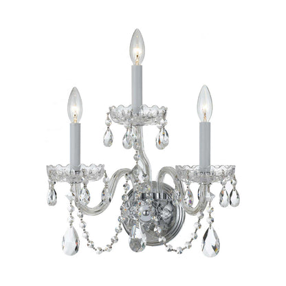 Traditional Crystal Wall Light in Polished Chrome (3-Light).