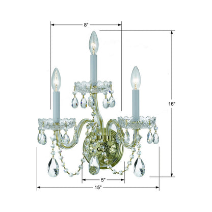 Traditional Crystal Wall Light - line drawing.