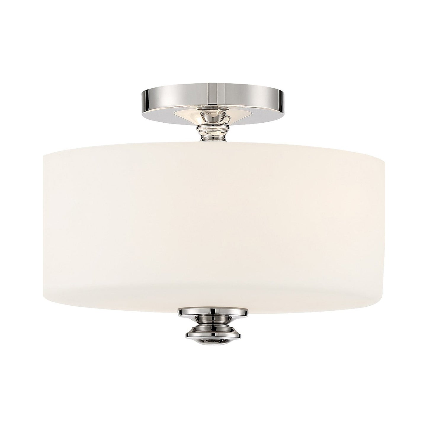 Travis Semi Flush Mount Ceiling Light in Polished Nickel.