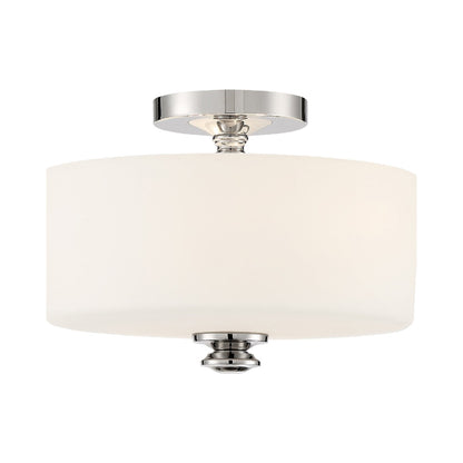 Travis Semi Flush Mount Ceiling Light in Polished Nickel.