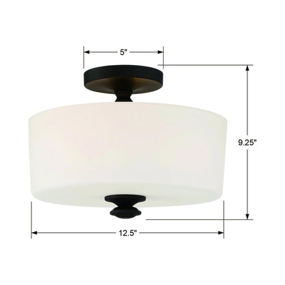 Travis Semi Flush Mount Ceiling Light - line drawing.