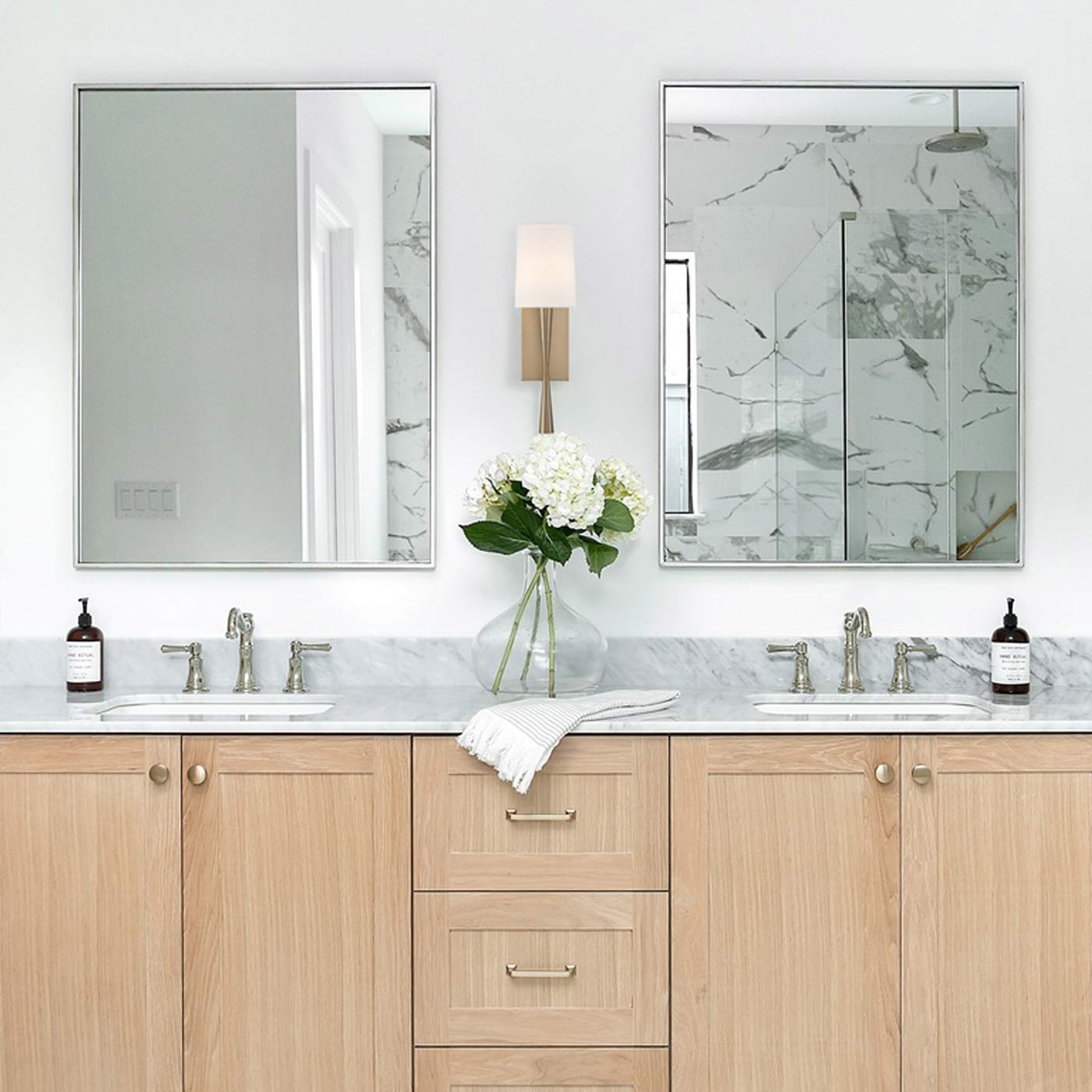 Trenton Wall Light in bathroom.