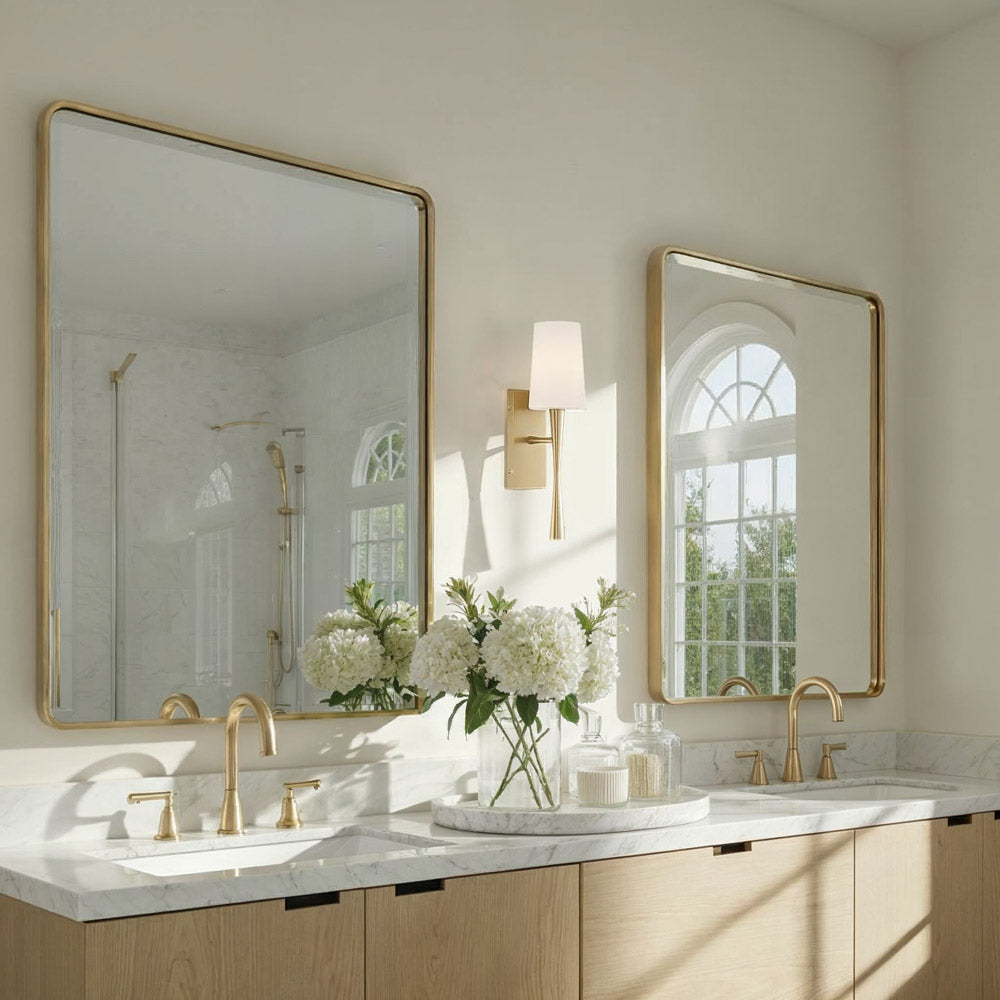 Trenton Wall Light in bathroom.
