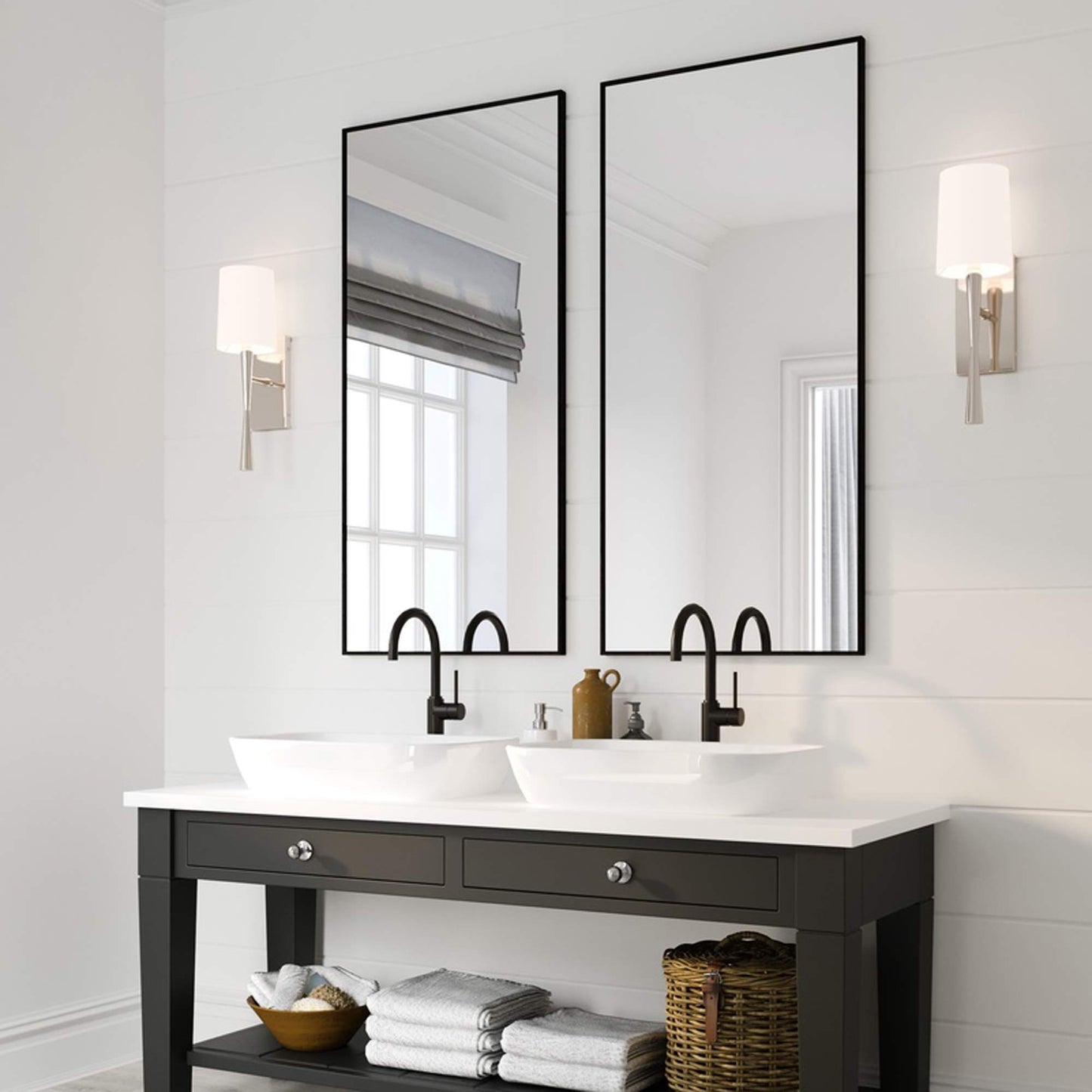 Trenton Wall Light in bathroom.