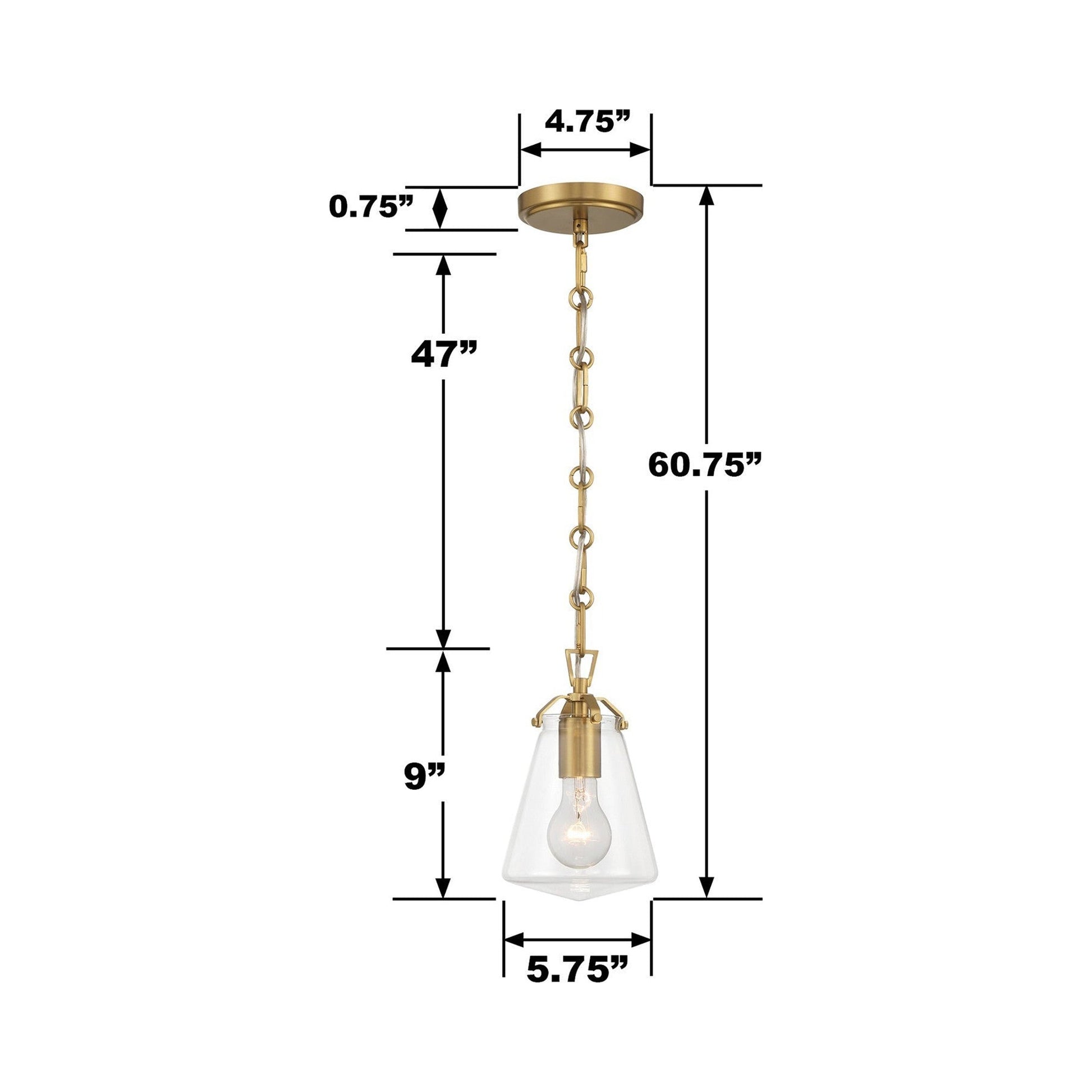 Voss Mini Pendant Light - line drawing.