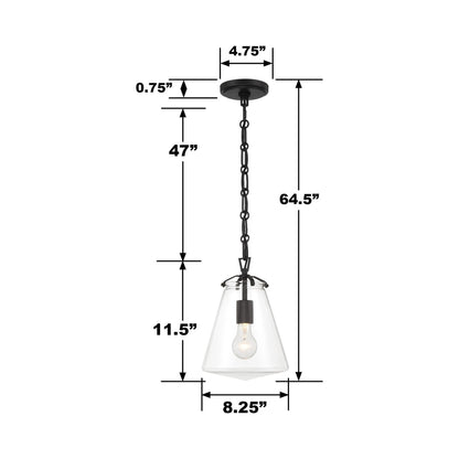 Voss Mini Pendant Light - line drawing.