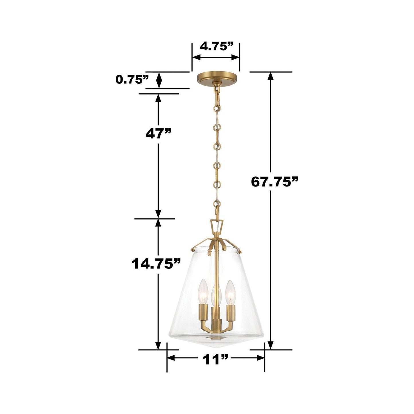 Voss Pendant Light - line drawing.