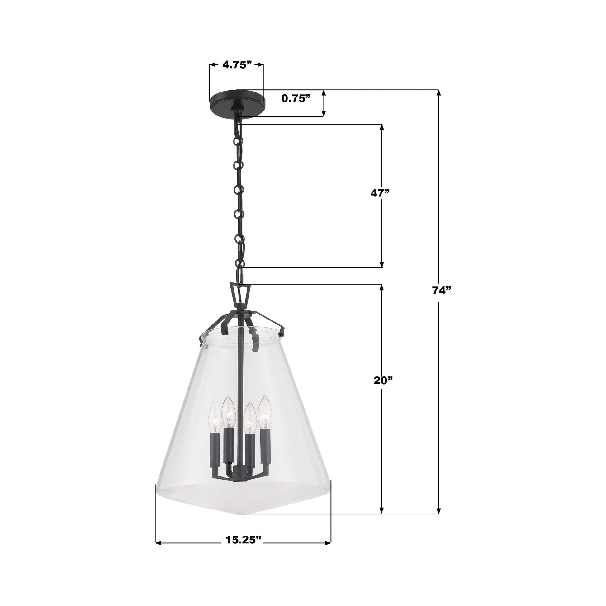 Voss Pendant Light - line drawing.