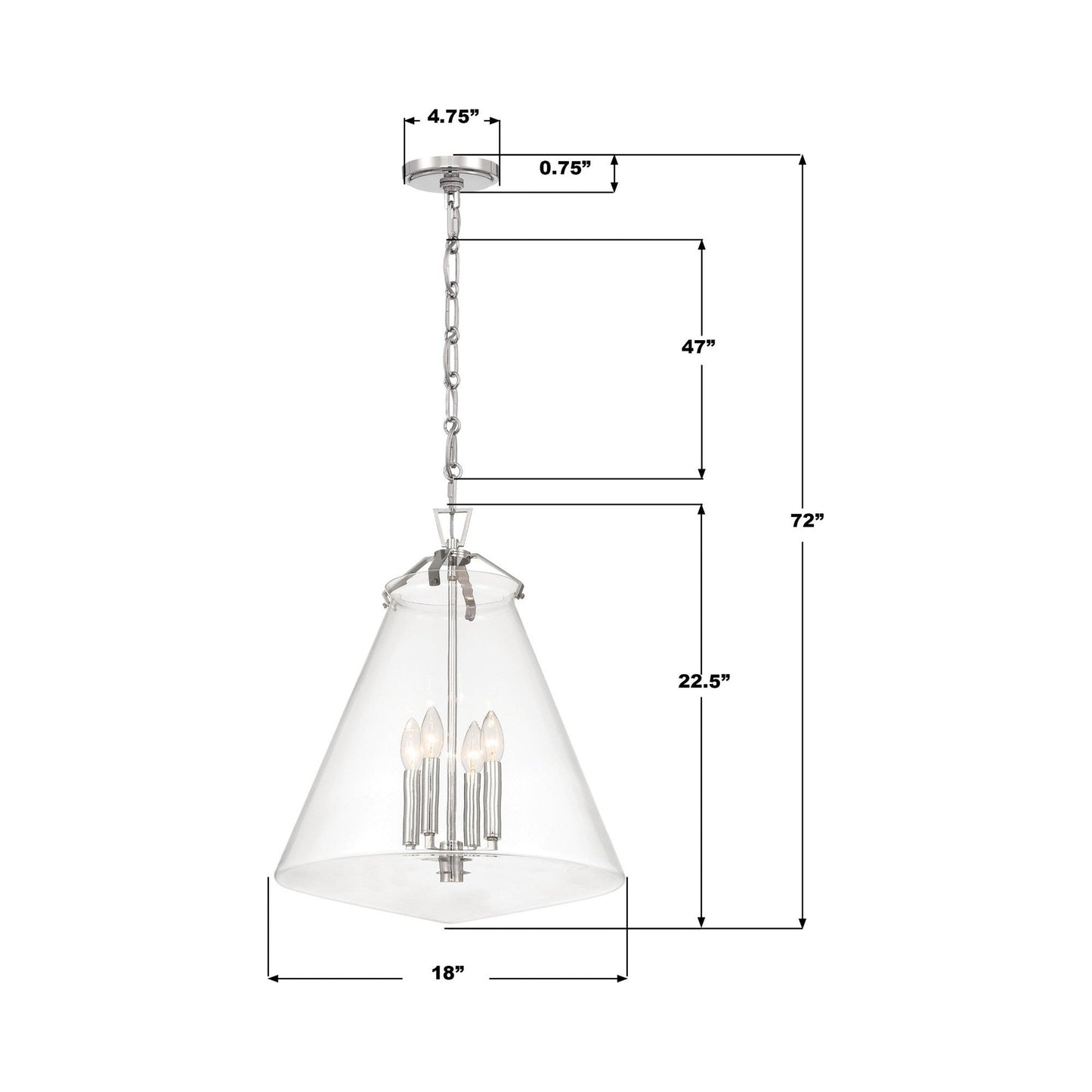 Voss Pendant Light - line drawing.