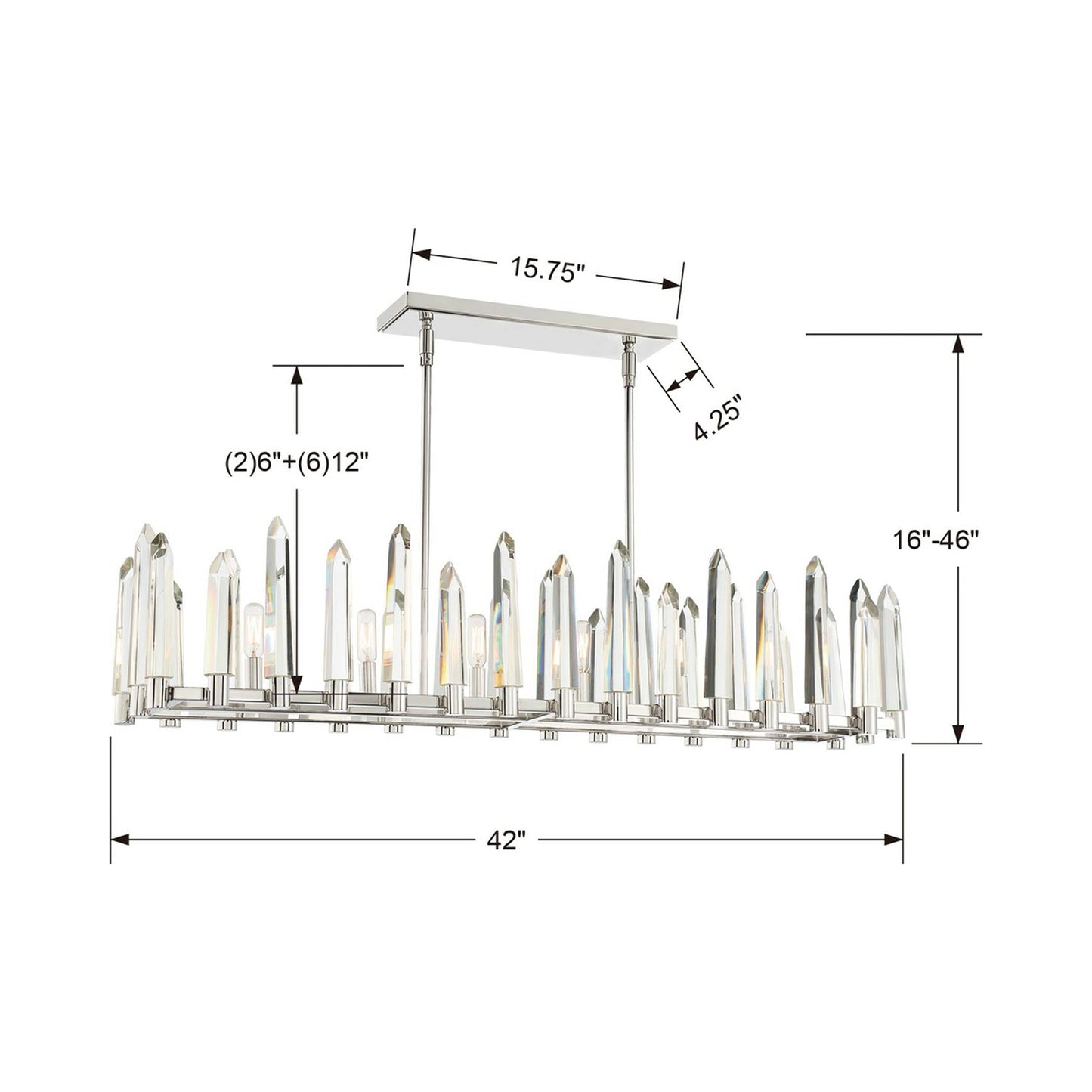Watson Linear Chandelier - line drawing.