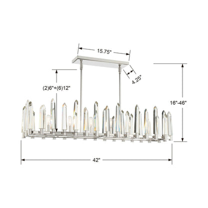 Watson Linear Chandelier - line drawing.