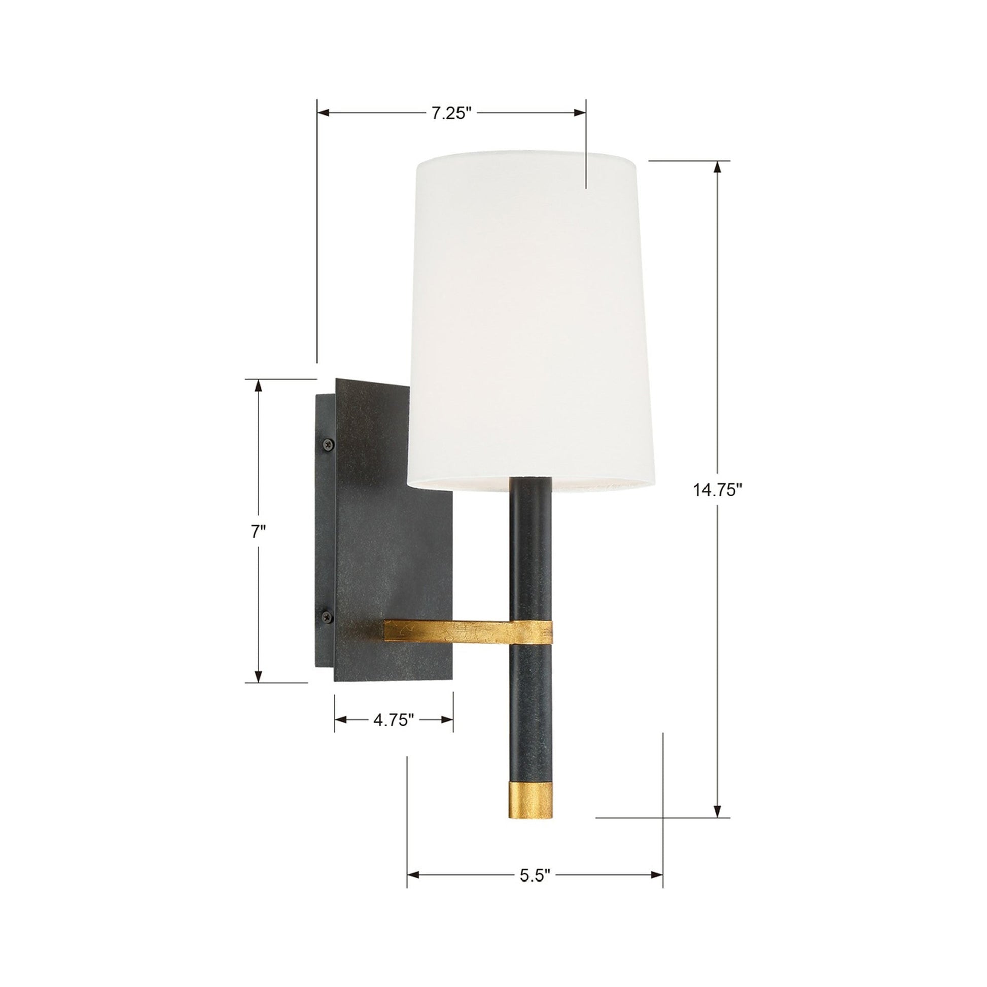 Weston Wall Light - line drawing.