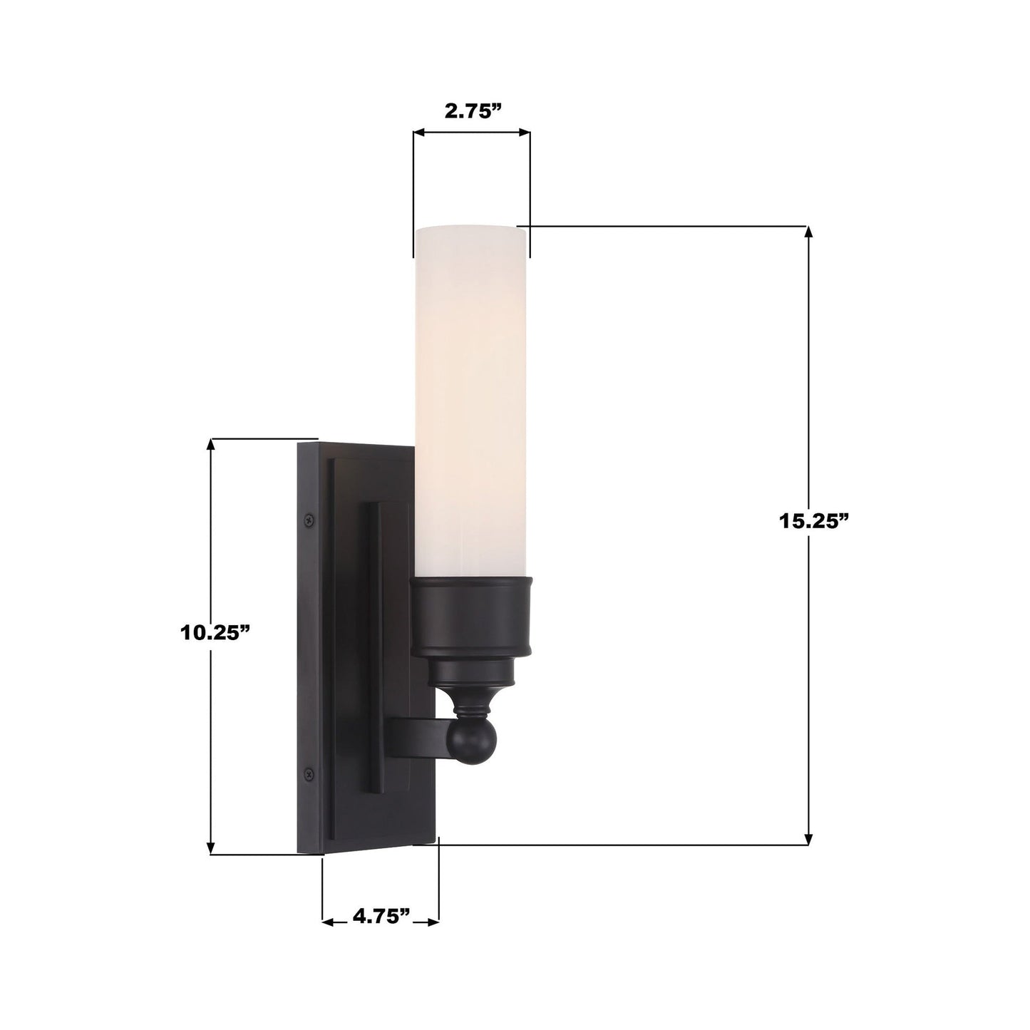 Wilcox Bath Wall Light - line drawing.