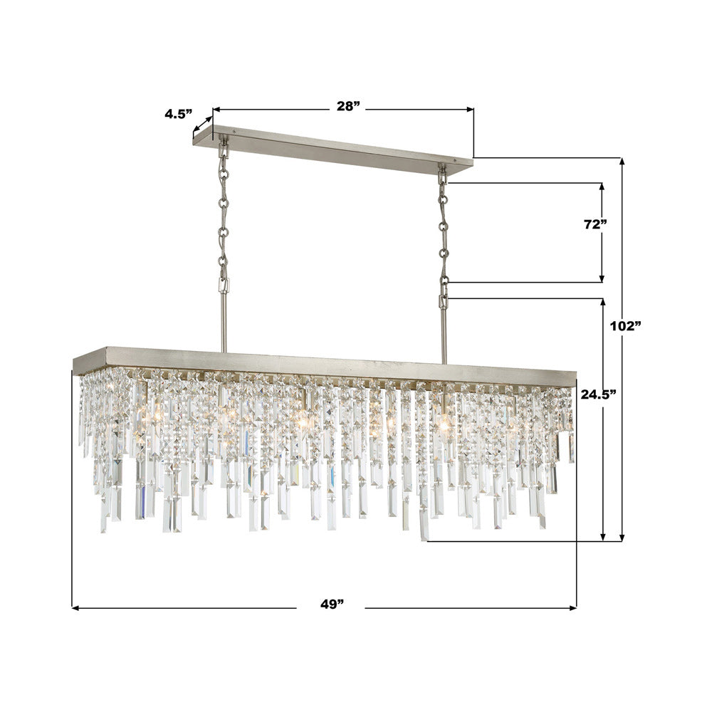 Winfield Linear Chandelier - line drawing.
