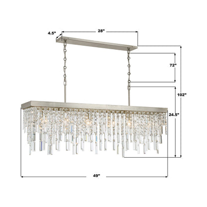 Winfield Linear Chandelier - line drawing.