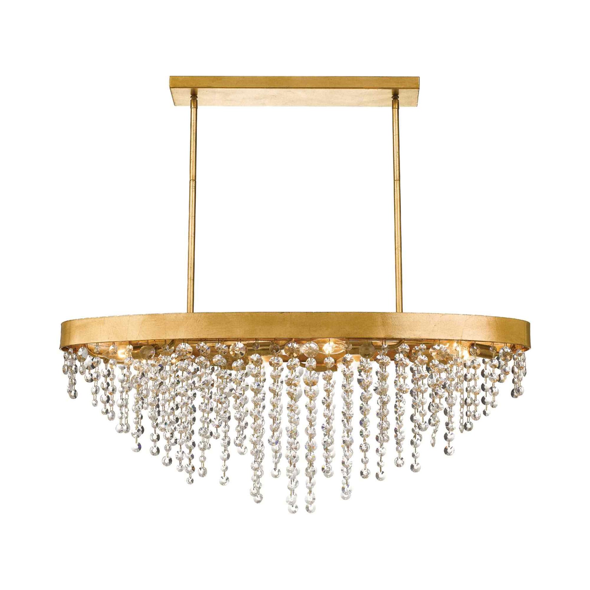Winham Linear Oval Chandelier in Antique Gold.