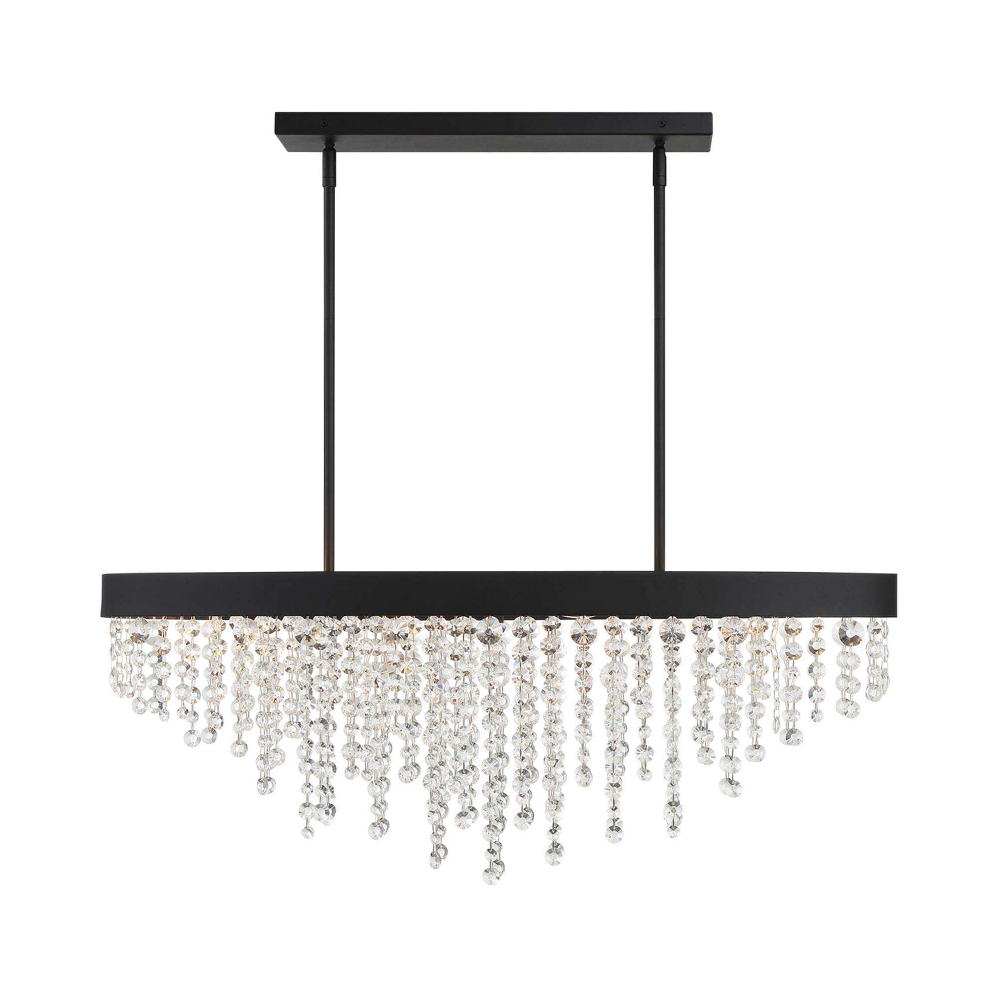 Winham Linear Oval Chandelier in Black Forged.