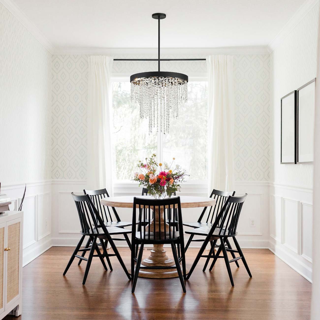 Winham Round Chandelier in dining room.