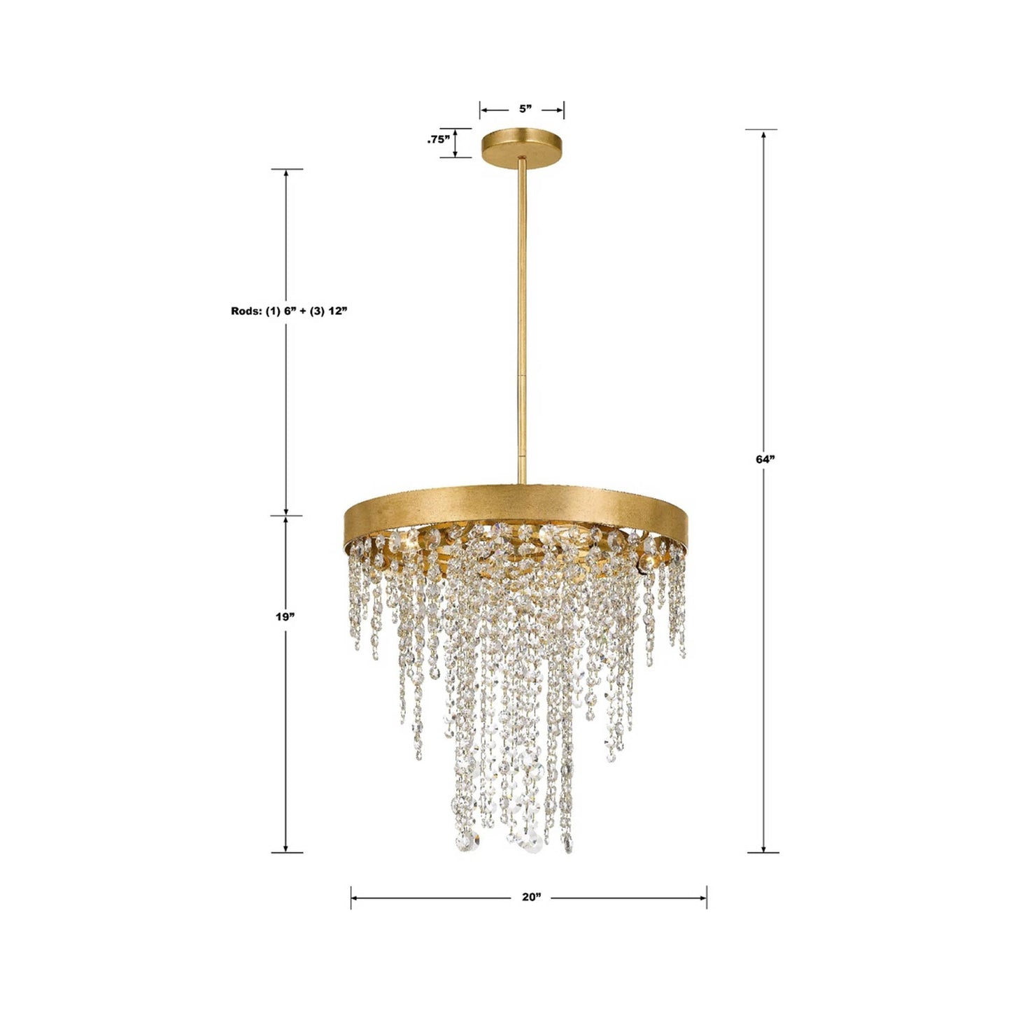 Winham Round Chandelier - line drawing.