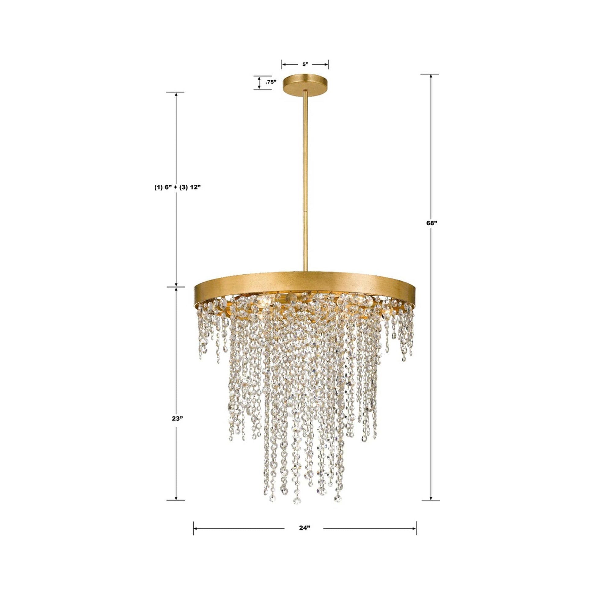 Winham Round Chandelier - line drawing.