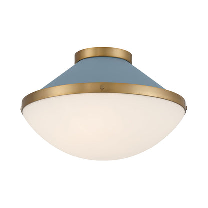 Xander Flush Mount Ceiling Light in Vibrant Gold/Blue (2-Light).