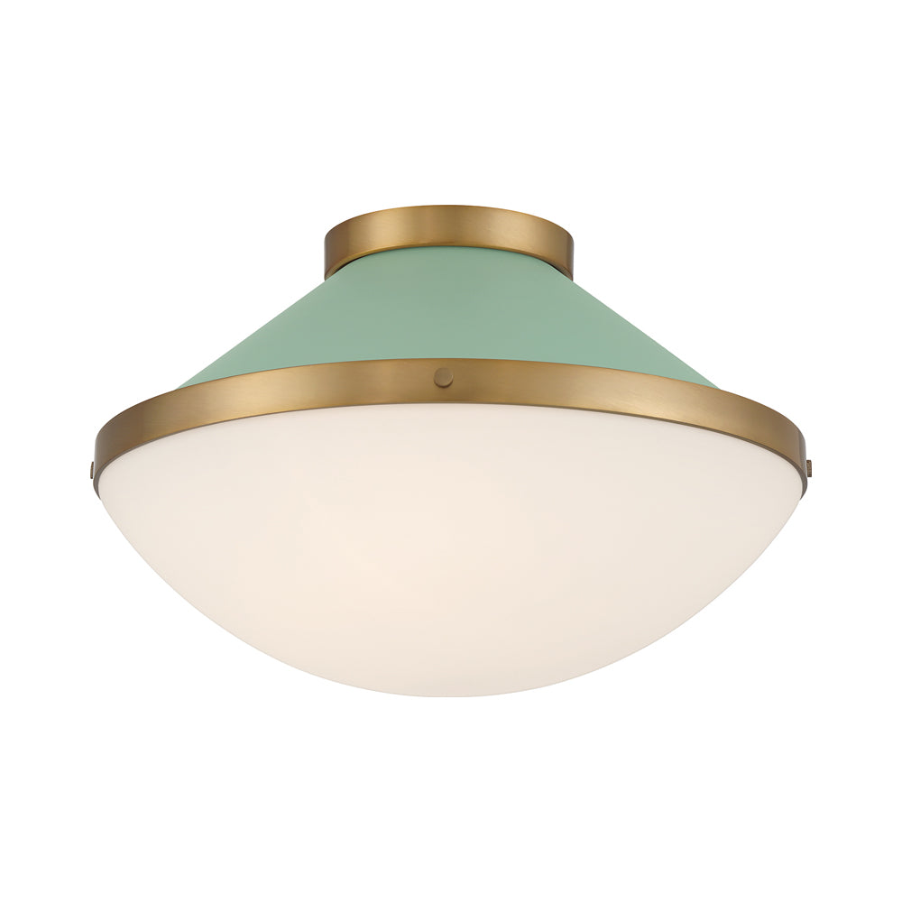 Xander Flush Mount Ceiling Light in Vibrant Gold/Green (2-Light).
