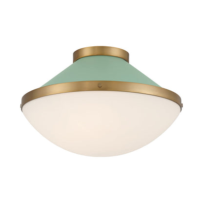Xander Flush Mount Ceiling Light in Vibrant Gold/Green (2-Light).