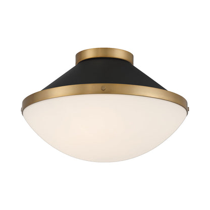 Xander Flush Mount Ceiling Light in Vibrant Gold/Matte Black (2-Light).