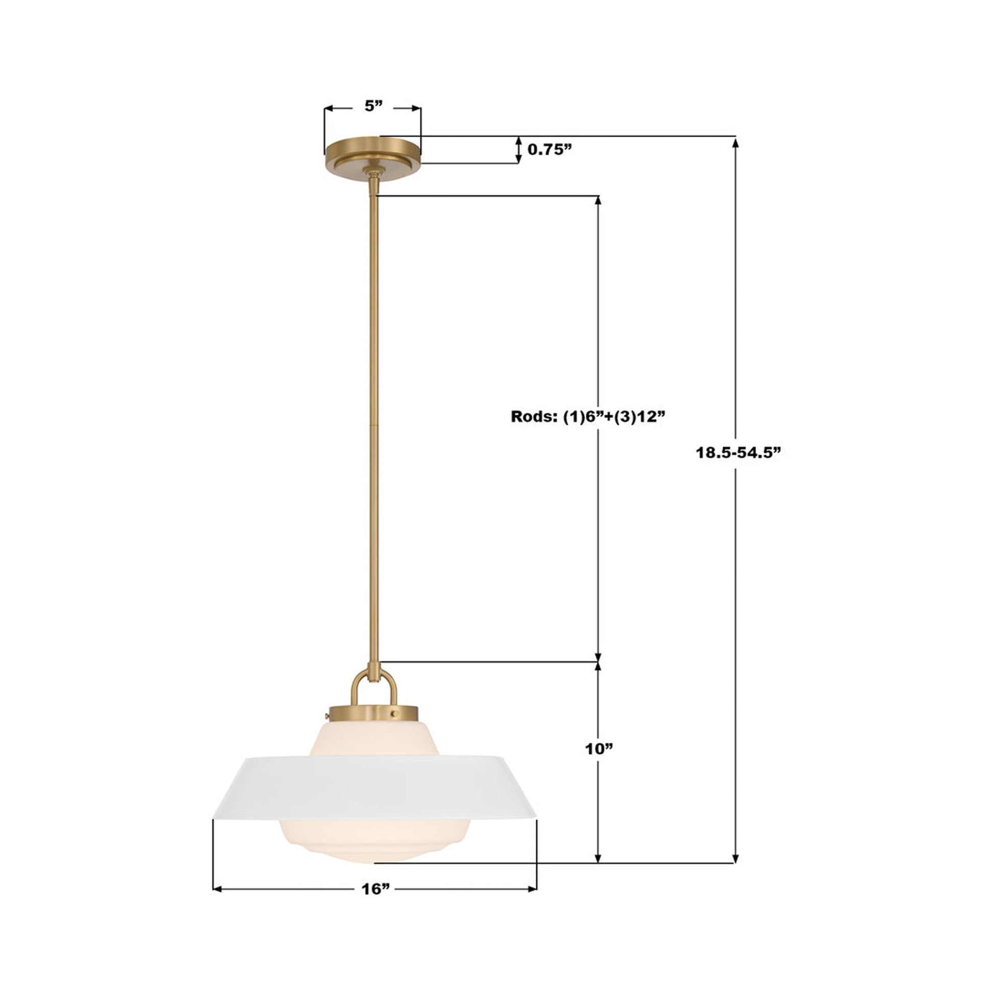 Xander Pendant Light - line drawing.